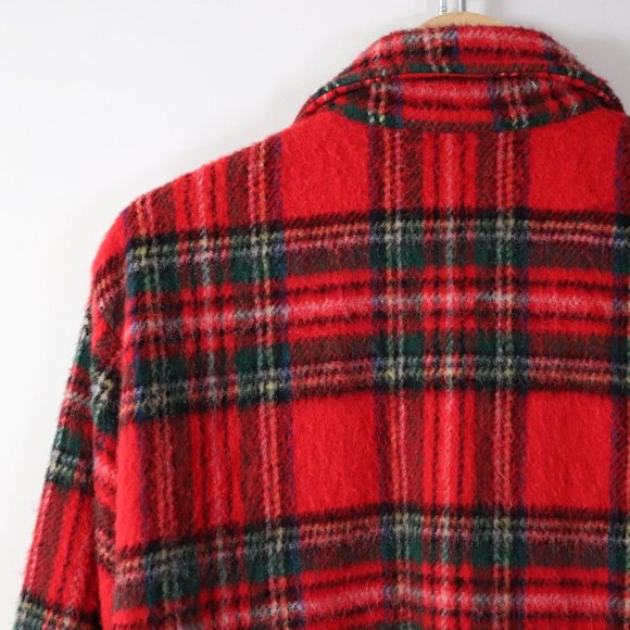 ❌SOLD❌vintage 60s 70s red plaid wool shirt jacket - Picture 6 of 7